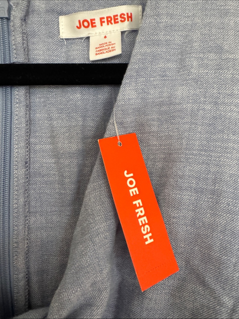 NWT Joe Fresh Sky Blue Tie-Front Sleeveless Midi Dress with side pockets - Picture 2 of 7